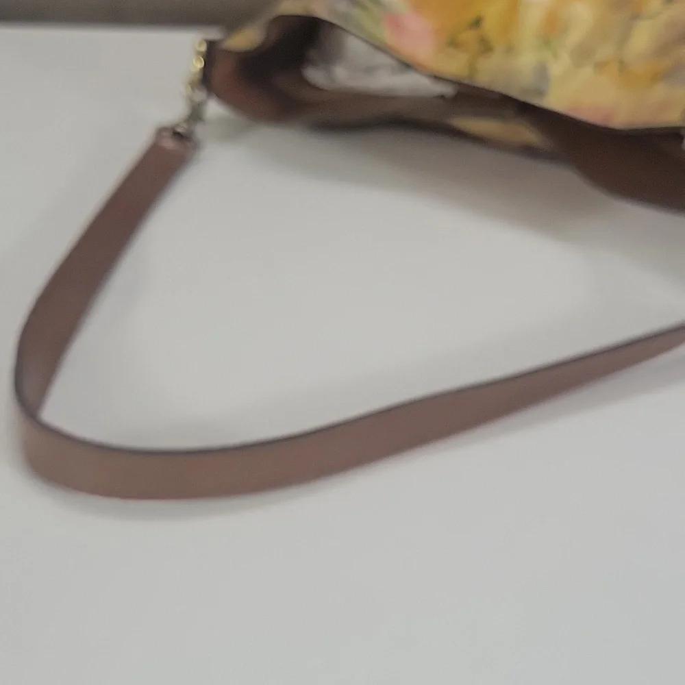 Patricia Nash Floral Watercolor Yellow Leather Tote Shoulder Bag